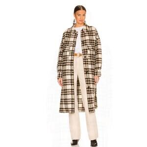 Isabel Marant Plaid Coat in Black and Cream